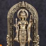 Brass Ram Lalla Idol with Temple Carvings | 8" x 5" x 3" (20.3 x 12.7 x 7.6 cm) | 591g Ayodhya-Inspired Art | Sacred Divine Murti | Premium Collection